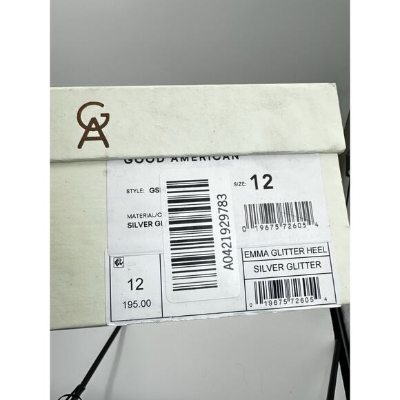 Good American Emma Silver Glitter Stiletto Heels Women’s Size 12 New Box - Picture 16 of 16